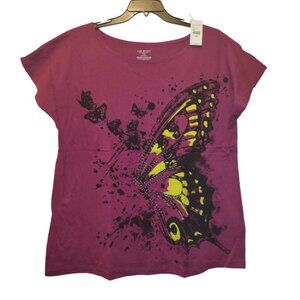 Lane Bryant Raspberry Pink T shirt Butterfly NWT 18/20
